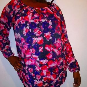 Jennifer Lopez Sheer Floral Layered Blouse